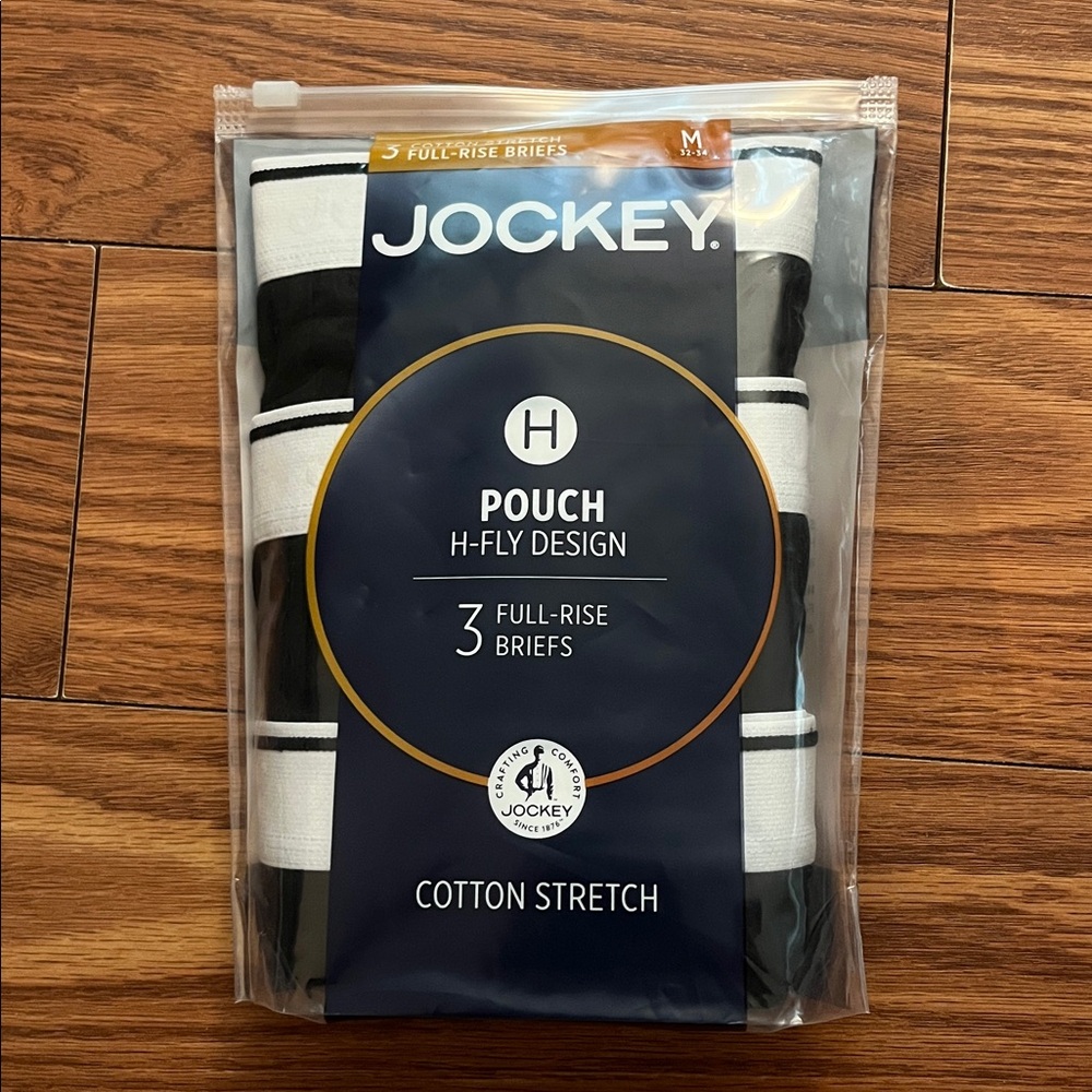 Jockey Cotton Stretch Briefs - Black and White Set Size M 32-34 1 pkg of 3